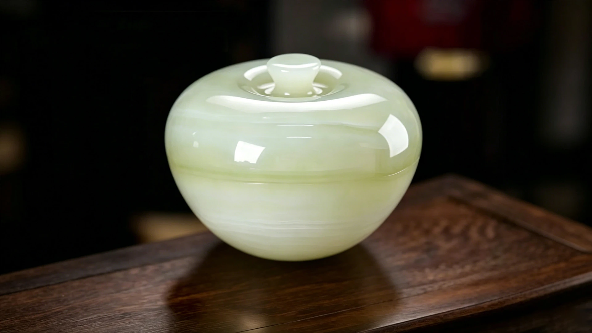 玉翠平安果/凝脂蕴润，胭纹呈祥，一果藏平安，方寸纳鸿运。