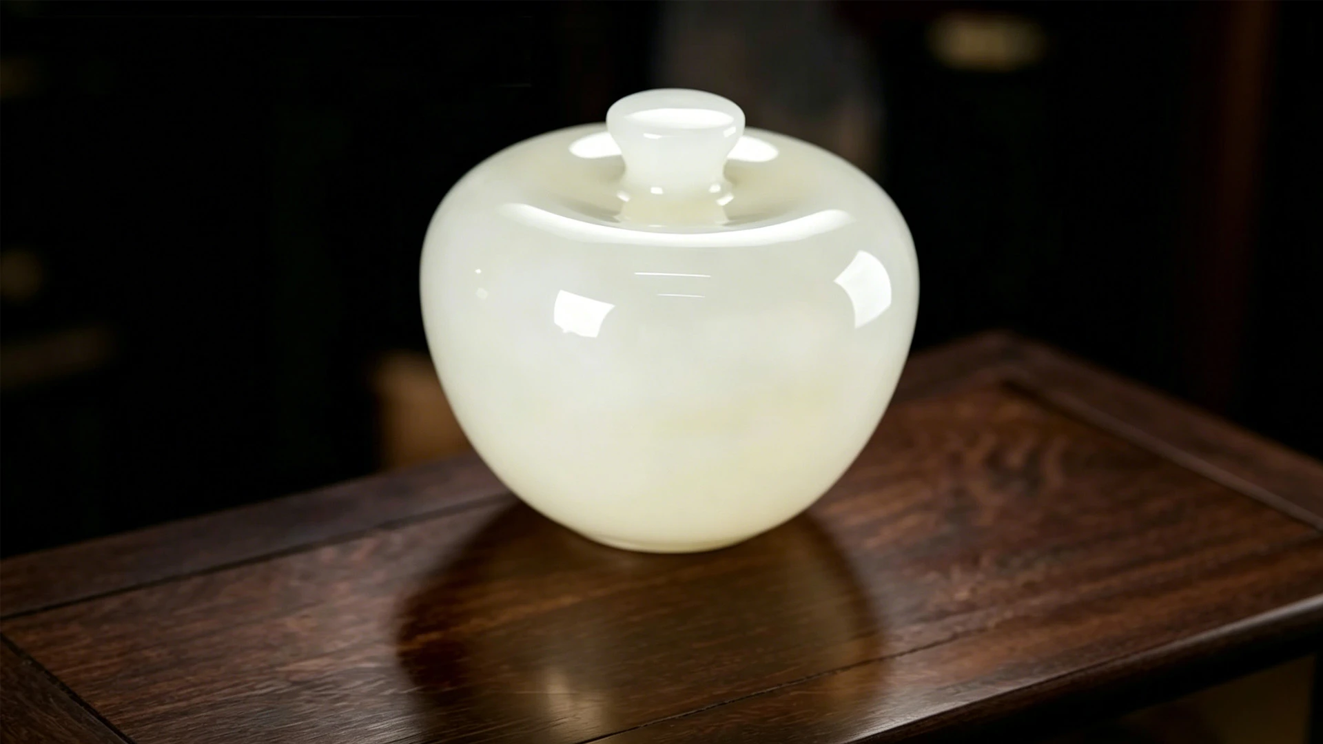 玉翠平安果/凝脂蕴润，胭纹呈祥，一果藏平安，方寸纳鸿运。